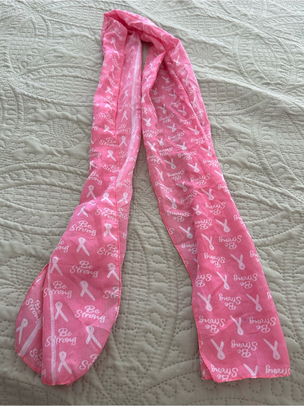 Breast Cancer Awareness Pink 'Be Strong' Ribbon Print Scarf